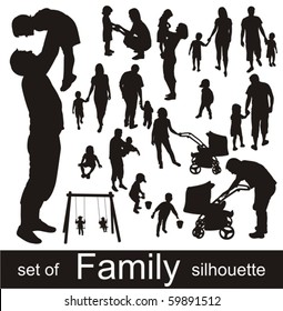 Set of family silhouettes.