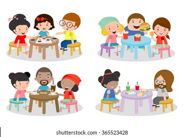 zusammen essen clipart of children