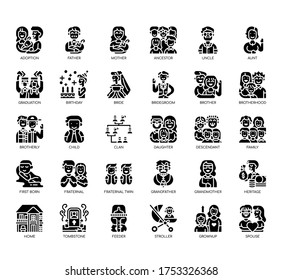 Set of Family thin line and pixel perfect icons for any web and app project. 