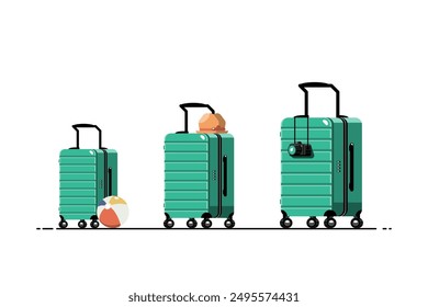 Set of family travel bag on isolated background, Vector illustration.