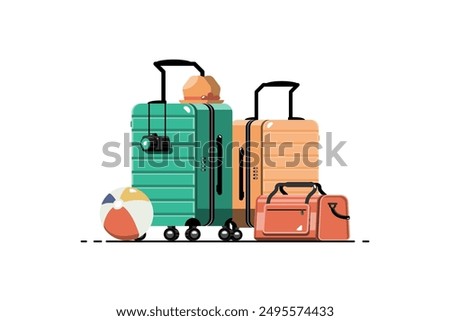 Set of family travel bag on isolated background, Vector illustration.
