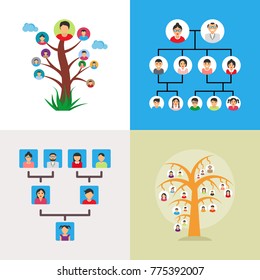 
A Set of Family Tree Vector Illustrations
