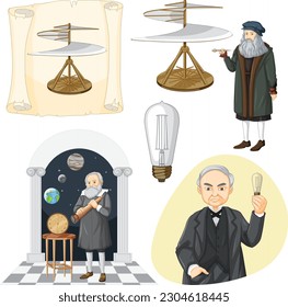 Set of Famous Person in Science illustration