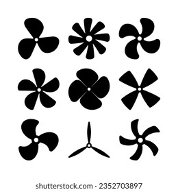 Set of fan blade vector isolated on white background.