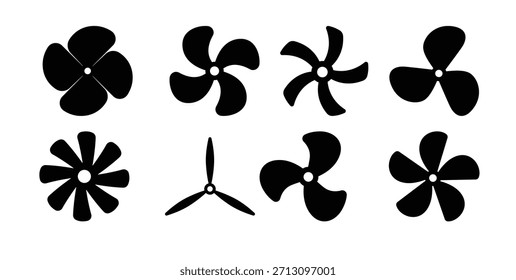 Conjunto de Vector de la cuchilla del ventilador aislado en el fondo blanco