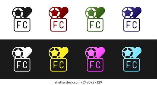 Set Fan club football icon isolated on black and white background.  Vector