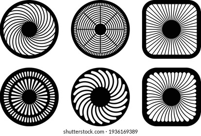 Set of fan cover icons. Silhouette vector