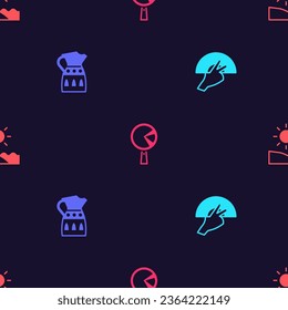 Set Fan flamenco, Sangria pitcher, Omelette in frying pan and Beach on seamless pattern. Vector