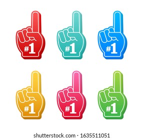 Set Fan logo hand with finger up. Hand up with number 1. Vector stock illustration.