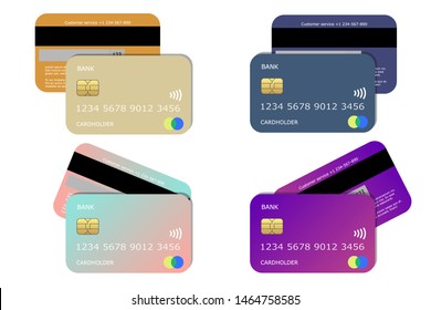 set of fancy bank credit cards vector illustration
