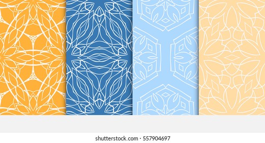 set of fancy floral seamless pattern. vector illustration. For design, wallpaper, invitation
