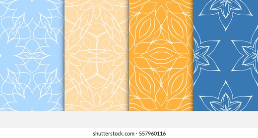 set of fancy floral seamless pattern. vector illustration. For design, wallpaper, invitation