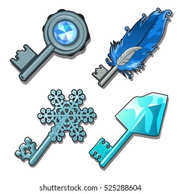 Set of fancy keys isolated on a white background. Vector illustration.
