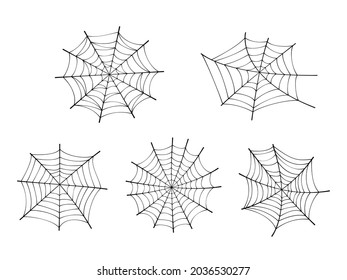 Set of fancy spider web at white background.