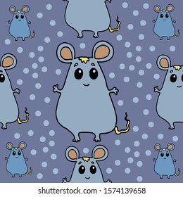 set of fanny little mouse colored vector pattern background image 