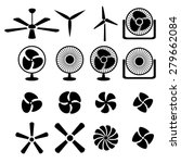 Set of fans and propellers icons , isolated vector object