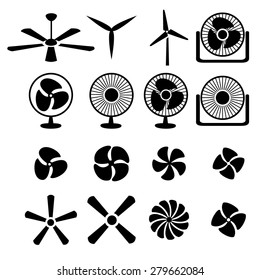 Set of fans and propellers icons , isolated vector object