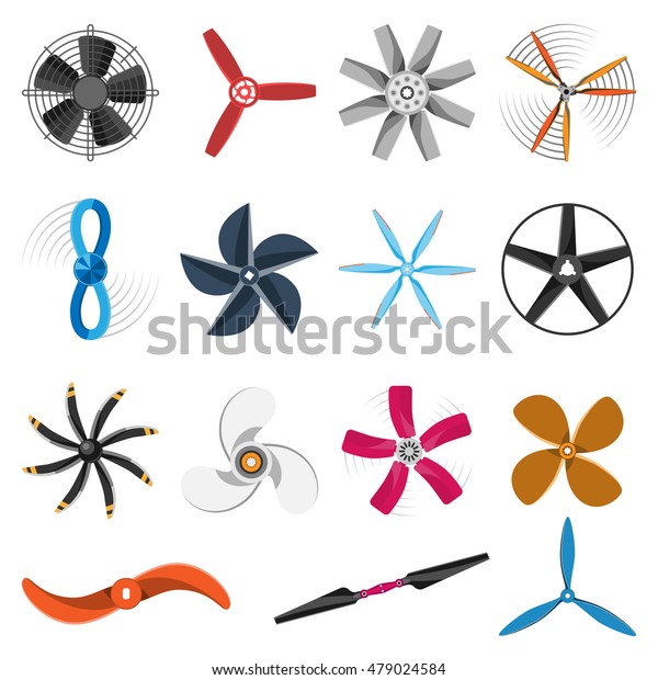 Set Fans Propellers Icons Isolated Vector Stock Vector (Royalty Free ...