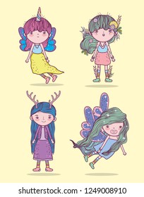 set fantastic girls creatures with hairtyle