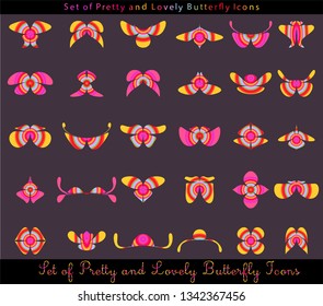 Set of fantastic, imaginative butterfly and other insect vector shapes.