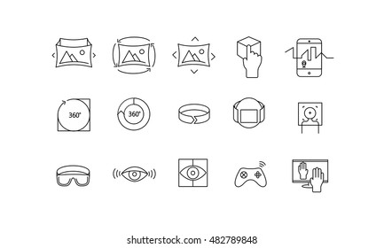 Set of fantastic, science, maths, 3d view, technologies, reality icons