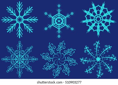Set of fantastic vector snowflakes