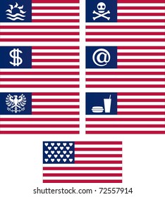 set of fantasy american flags. vector illustration