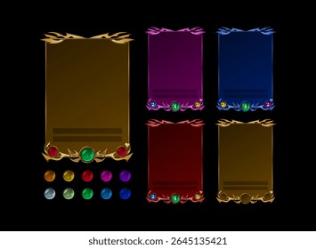 conjunto de fantasia antigo jogo de cartas medieval com ouro e várias opções de cores