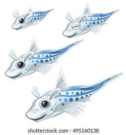 Set fantasy animals with ears and fins isolated on white background. Vector illustration.
