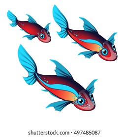 Set fantasy animals with ears and fins isolated on white background. Vector illustration.

