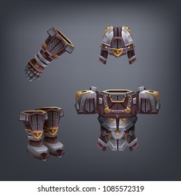 Set of fantasy armor for game. Vector illustration.