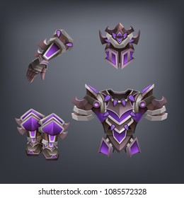 Set of fantasy armor for game. Vector illustration.