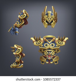 Set of fantasy armor for game. Vector illustration.