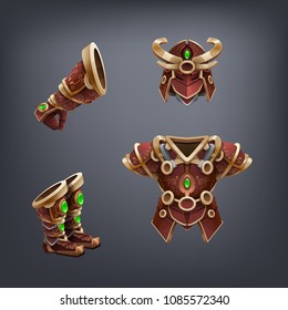 Set of fantasy armor for game. Vector illustration.