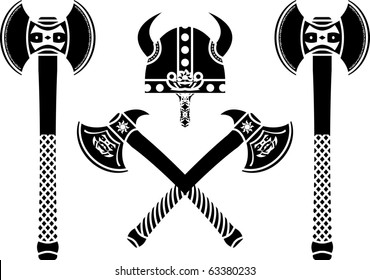set of fantasy axes. vector illustration