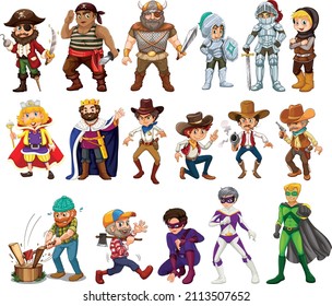 Set of fantasy cartoon characters illustration