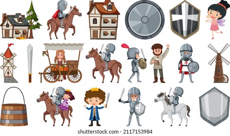 Set of fantasy cartoon characters illustration