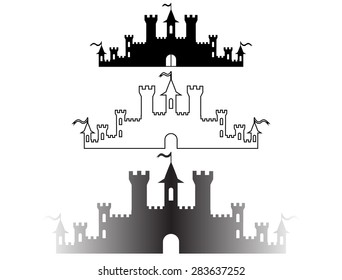 Set Fantasy Castles Silhouettes Design Vector Stock Vector (Royalty ...