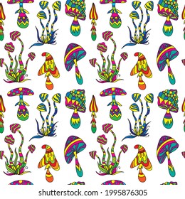 Set Fantasy Colorful Psychedelic Hallucinogenic Doddle Stock Vector Royalty Free 1995876305