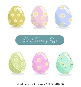 Set of fantasy Eggs for Easter’s Day vector illustration.