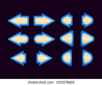 set of fantasy game ui glossy button arrow set for gui asset elements vector illustration