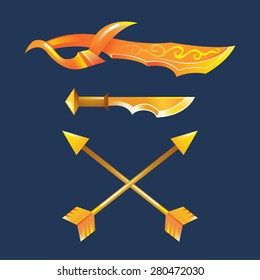 Set of fantasy game weapons