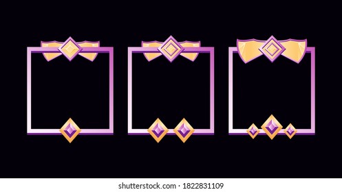 Set Of Fantasy Guii Border Frame Avatar With Grade. Perfect For 2d Game Ui Vector Illustration