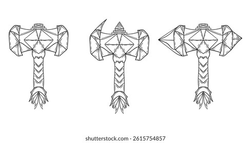 Set of fantasy hammers Vector illustration