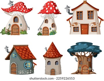 Set of fantasy house illustration