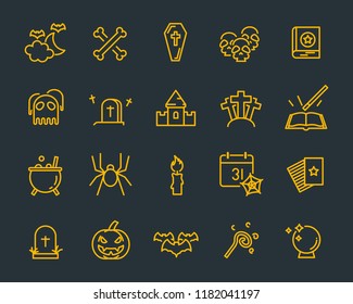 set of fantasy icons, such as halloween, ghost