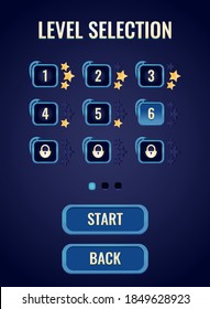 Set of fantasy rpg game ui level selection interface for gui asset elements vector illustration