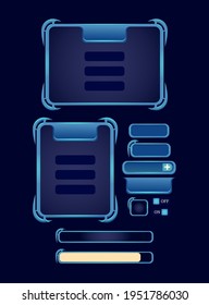 set of fantasy rpg game ui board pop up template for gui asset elements vector illustration
