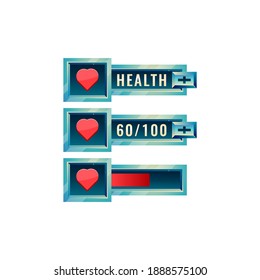 set of fantasy space game ui health bar with numeric and progress bar additional panel for gui asset elements vector illustration