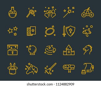 set of fantasy vector icons, magic fairytale